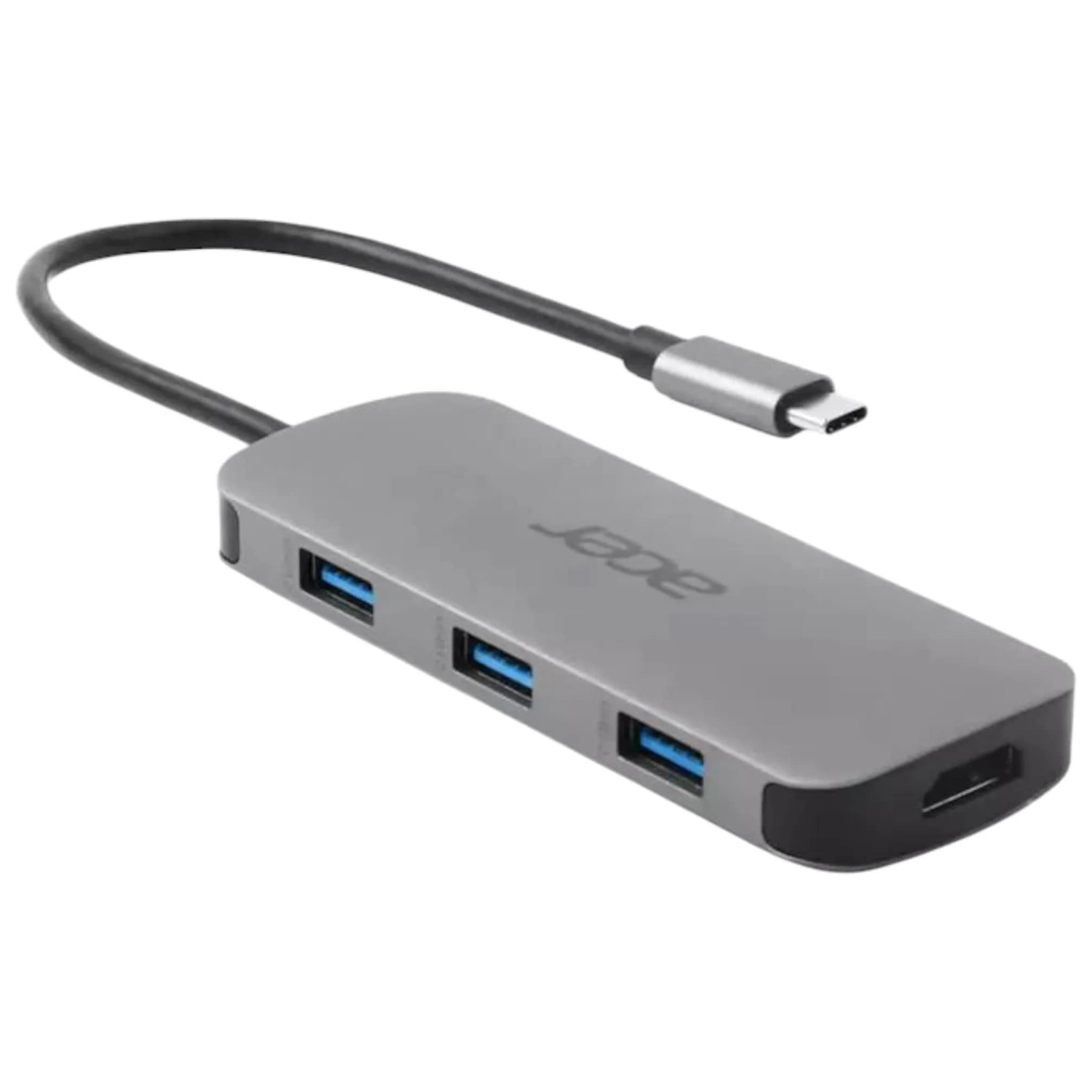 USB хаб Acer 7 in 1 USB-С to 3xUSB-A3.2/HDMI/USB-C/PD/SD, 0.15m, Gray (HP.DSCAB.018) фото 