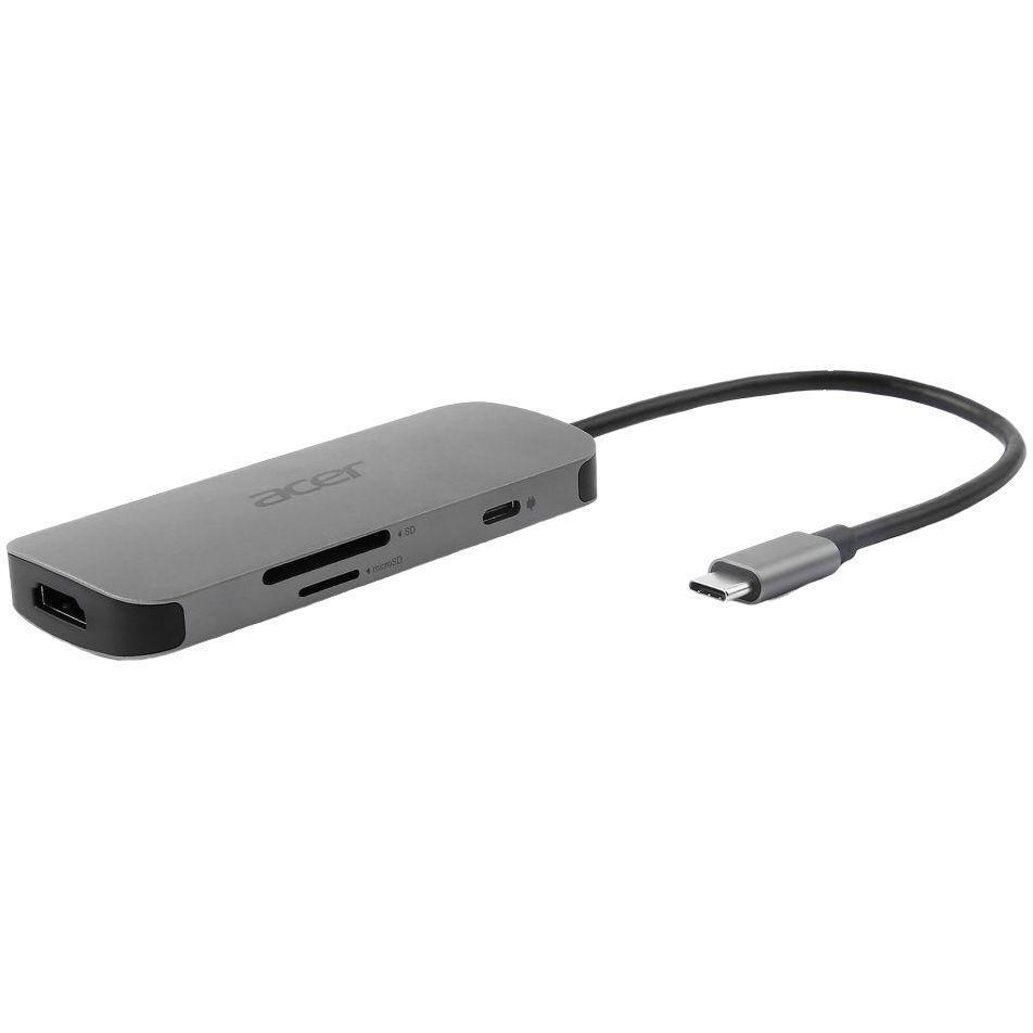 USB хаб Acer 7 in 1 USB-С to 3xUSB-A3.2/HDMI/USB-C/PD/SD, 0.15m, Gray (HP.DSCAB.018) фото 1