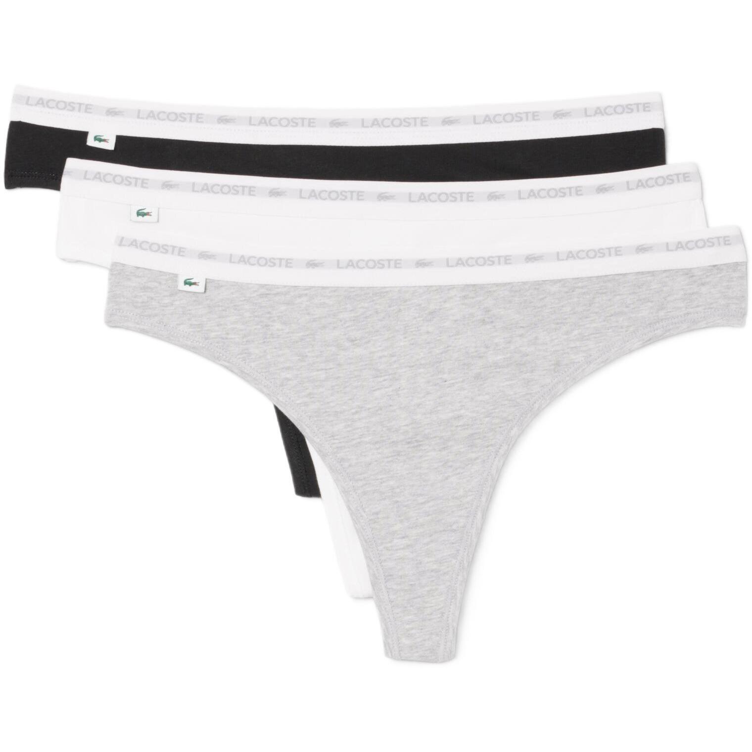 Женские трусы-стринги Lacoste 8F1341NUA M 3 шт. белые/черные/серые фото 1