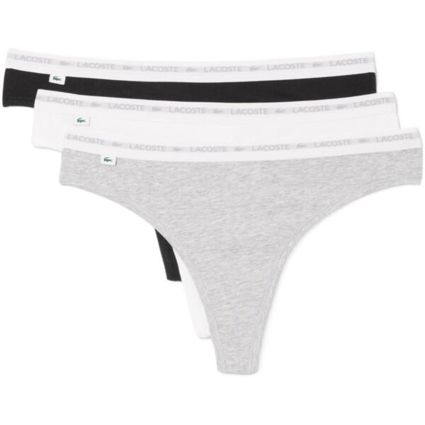 

Женские трусы-стринги Lacoste 8F1341NUA S 3 шт. белые/черные/серые