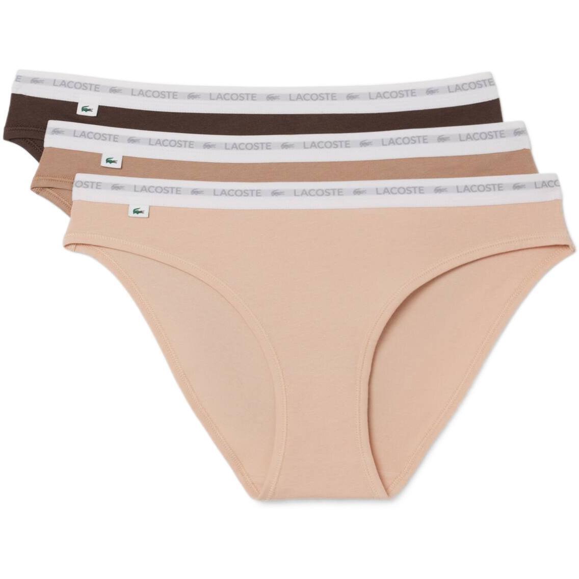 Жіночі труси-сліпи Lacoste 8F1338I87 S 3 шт. нюдові/бежеві/коричневіфото1