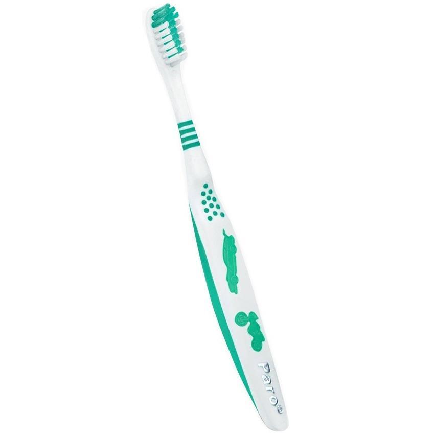 Детская зубная щетка Paro Junior зеленая фото 1