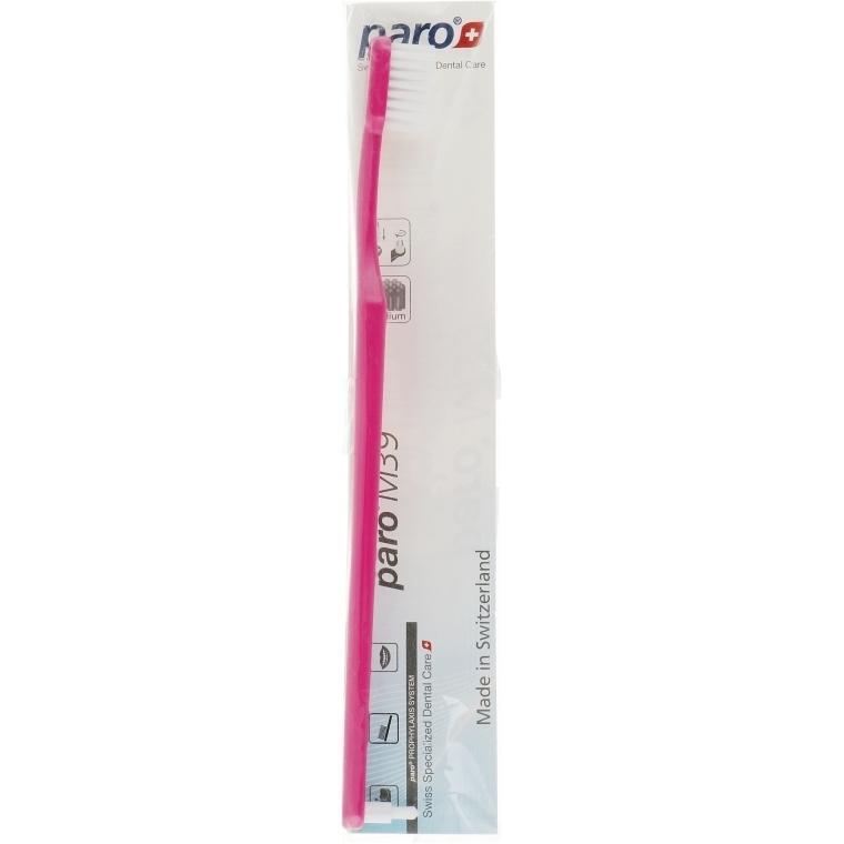 Зубна щітка Paro Toothbrush M39 монопучкова поліетиленова упаковка рожевафото1