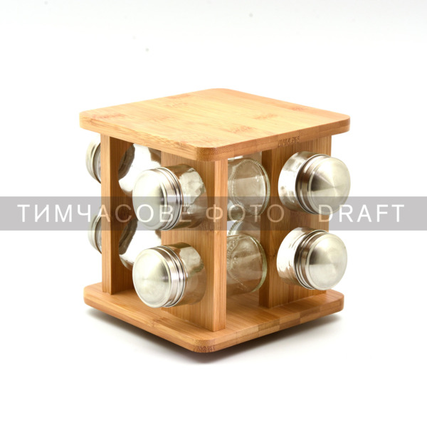 

Набор емкостей для специй на подставке Ardesto Midori, 9 предметов, 80мл, 19x19x15.5см (AR1408B)