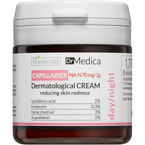 

Дерматологический крем Bielenda Dr Medica Capillaries для уменьшения покраснения гипоаллергенный день/ночь 50 мл