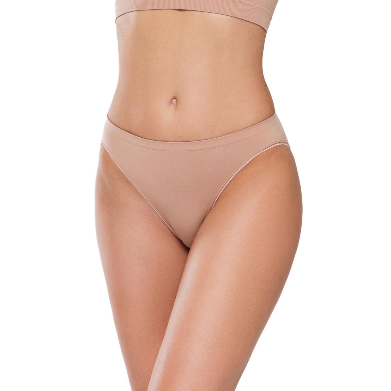 Труси-сліпи безшовні Giulia 7550 Hi-Leg Shine Edge S/M бежеві