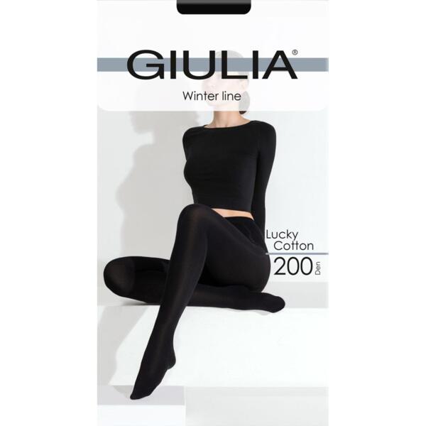 Колготки теплые Giulia Lucky Cotton 200 den 4966 3 nero
