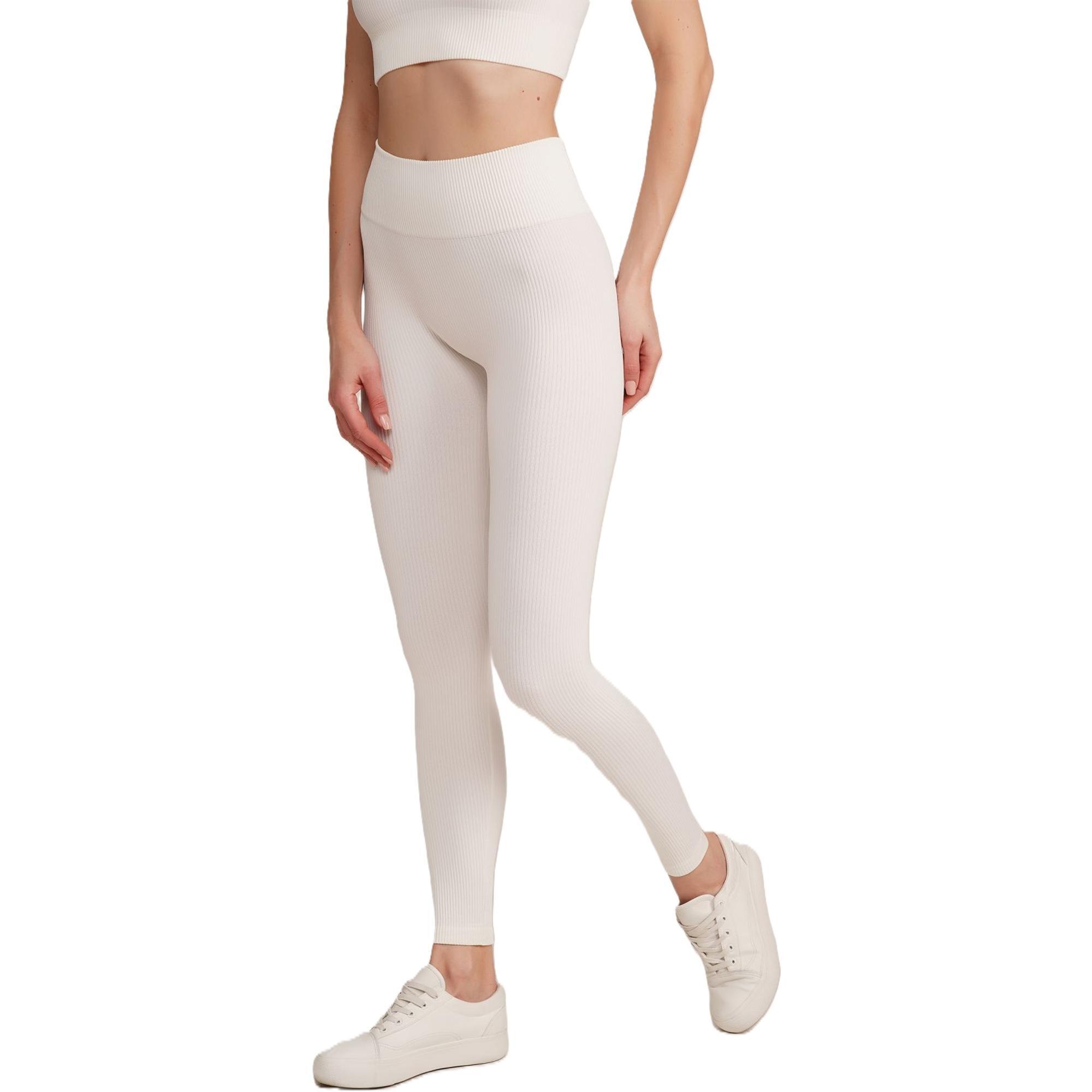 Леггинсы с микрофибры Giulia 7554 Leggings Rib 02 S/M молочные фото 1