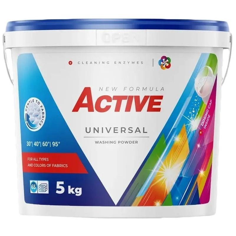 Порошок для стирки Active Universal с ароматом свежести (ведро+дозатор) 5кг фото 1