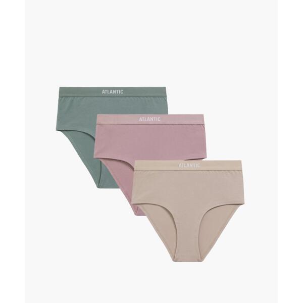 Набор женских трусов макси Atlantic 3CLP-009 3шт. XL бежевые/розовые/зеленые фото 