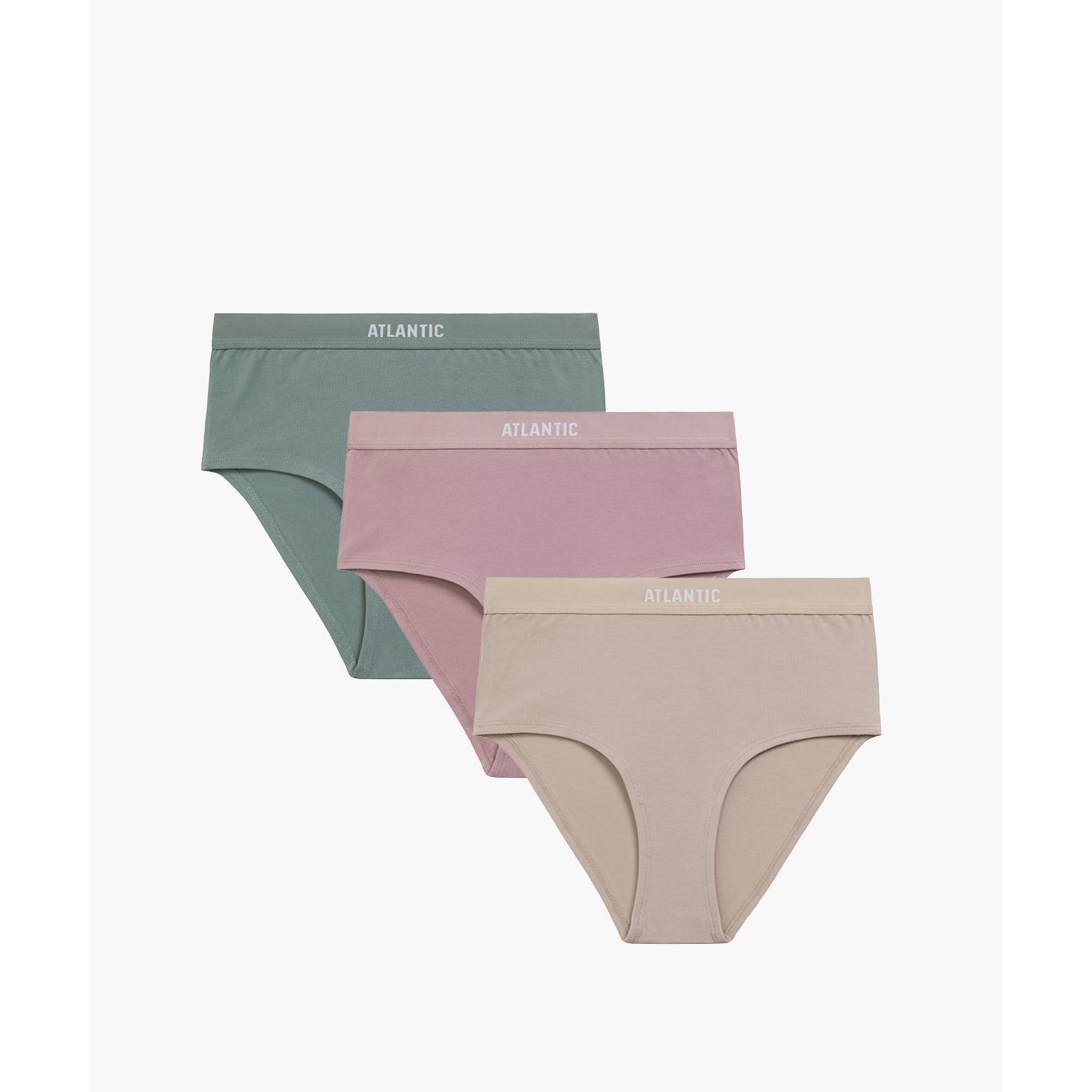 Набор женских трусов макси Atlantic 3CLP-009 3шт. 2XL бежевые/розовые/зеленые фото 1