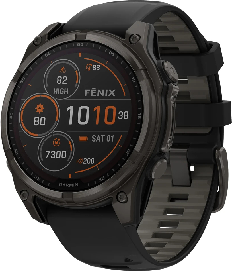 Смарт-годинник Garmin Fenix 8 47mmSaph SolarCrbnGry Ti/BlkBlk/PblGryBnd (010-02906-11)фото1