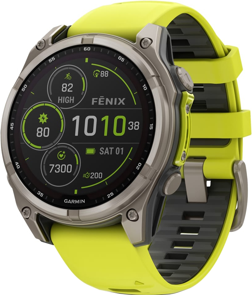 Смарт-часы Garmin Fenix 8 47mmSaph Solar BareTi/GraphiteAmpYe/GrphBnd (010-02906-21) фото 1