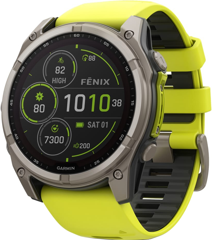 Смарт-годинник Garmin Fenix 8 51mm Saph Solar BareTi/Graphite AmpYe/GrphBnd (010-02907-21)фото1