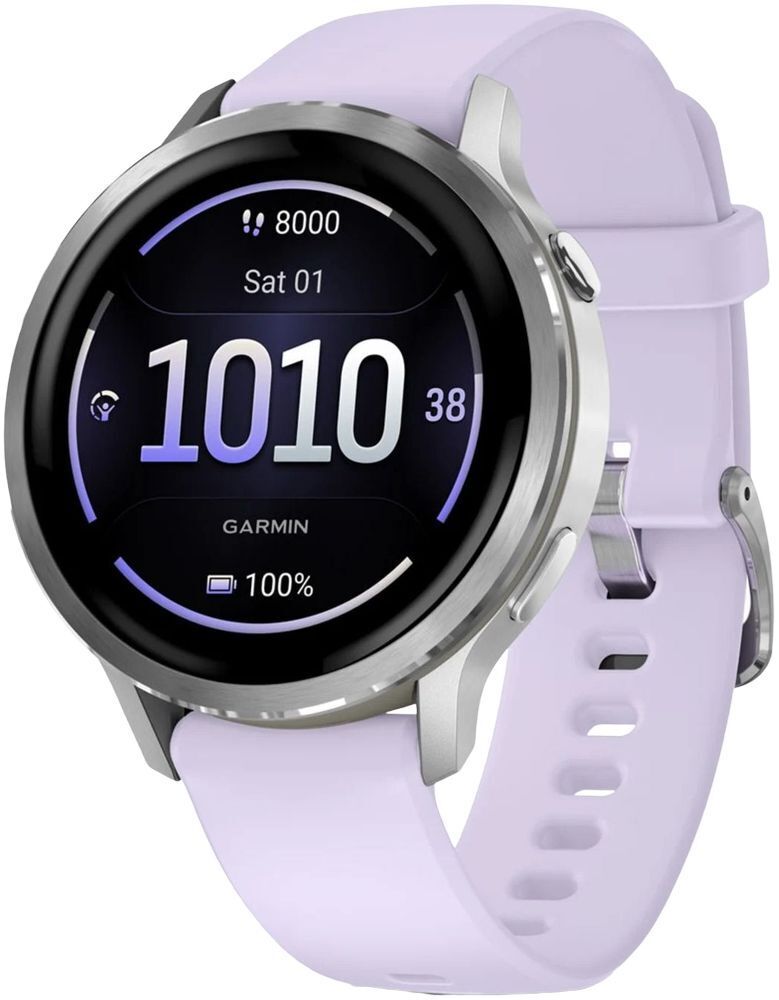 Смарт-годинник Garmin Venu 4 (41mm) Gray w/ Silver + Periwinkle (010-03013-01)фото1
