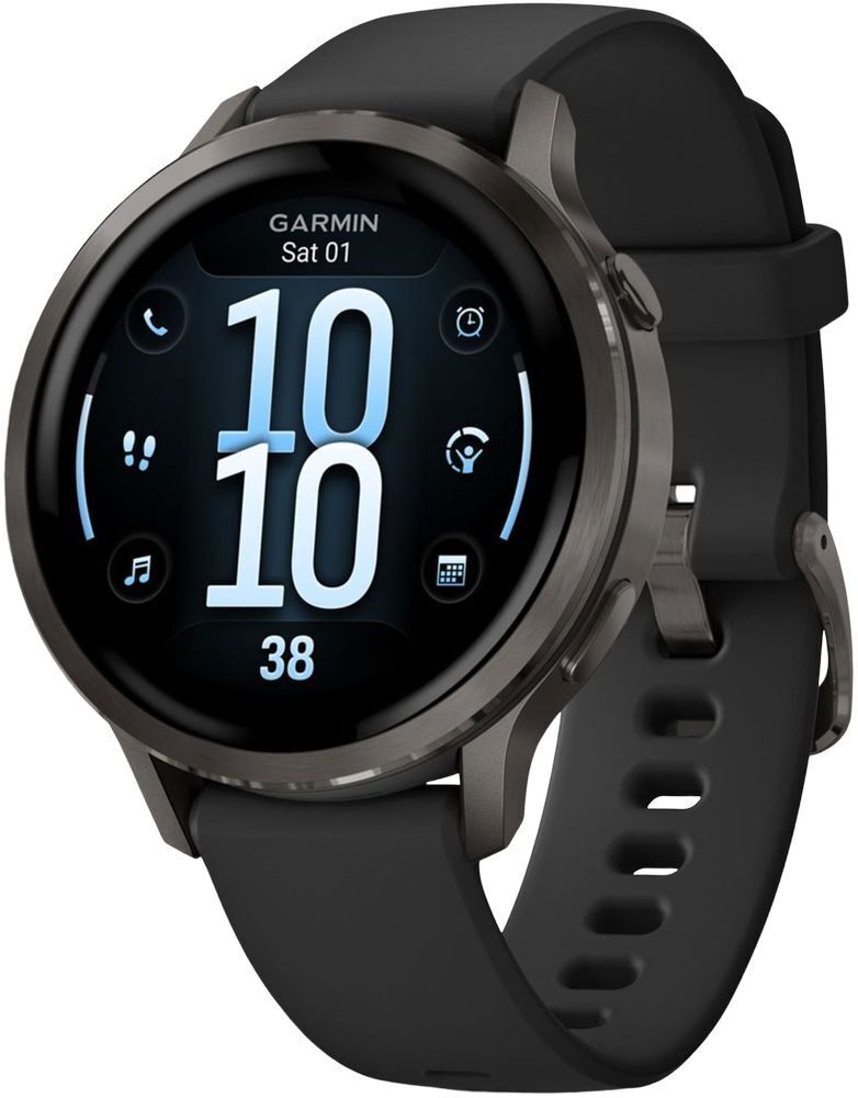 Смарт-годинник Garmin Venu 4 (41mm) Black w/ Slate + Black (010-03013-02)фото1