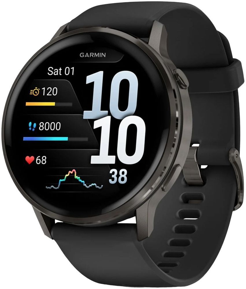 Смарт-годинник Garmin Venu 4 (45mm) Black w/ Slate + Black (010-03014-00)фото1