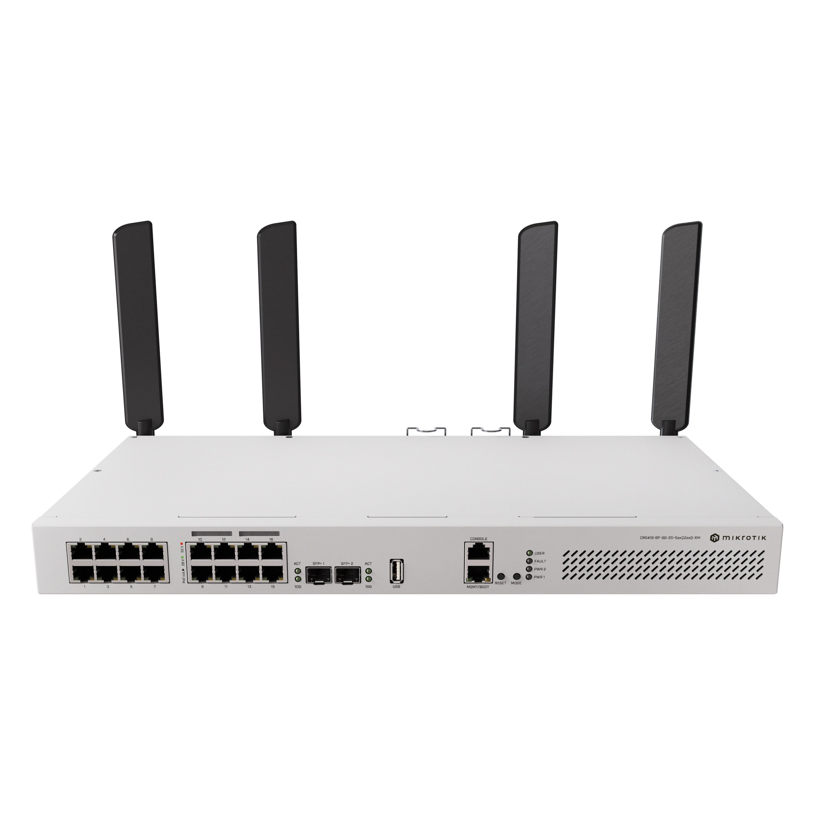 Коммутатор MikroTik Cloud Router Switch CRS418-8P-8G-2S+5axQ2axQ-RM (CRS418-8P-8G-2S+5AXQ2AXQ) фото 1