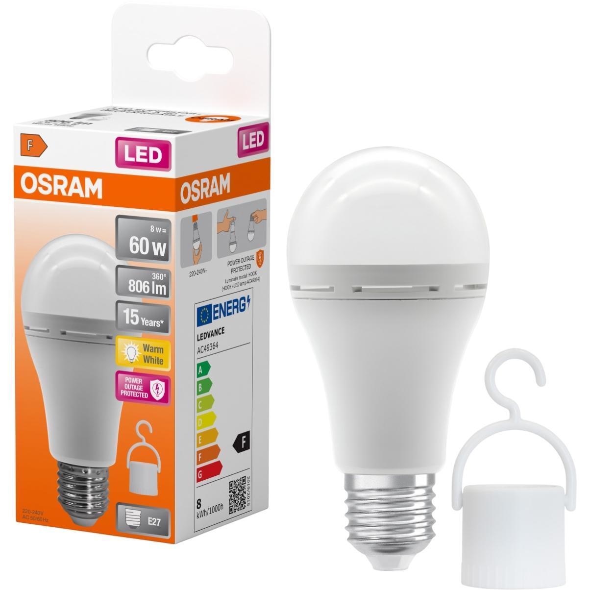 Лампа акумуляторна Osram LED A60 8Вт 806Лм 2700К E27 (4099854190087)фото1