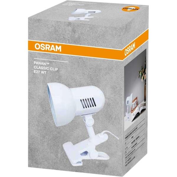 Лампа настольная OSRAM Panan CLASSIC CLIP E27, белый (4099854475931)