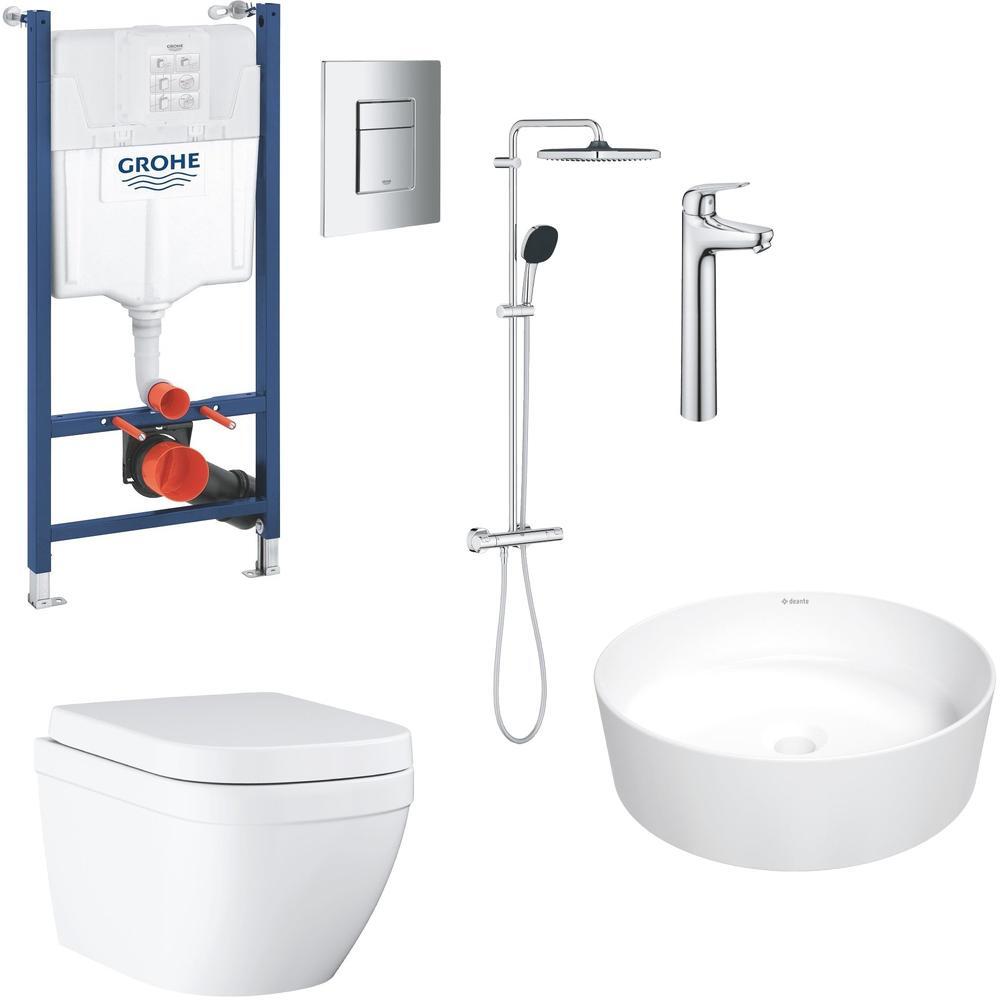 Комплект Grohe Mega Bundle унитаз с инсталляцией, раковина со смесителем и душевая система (38555MBK) фото 1