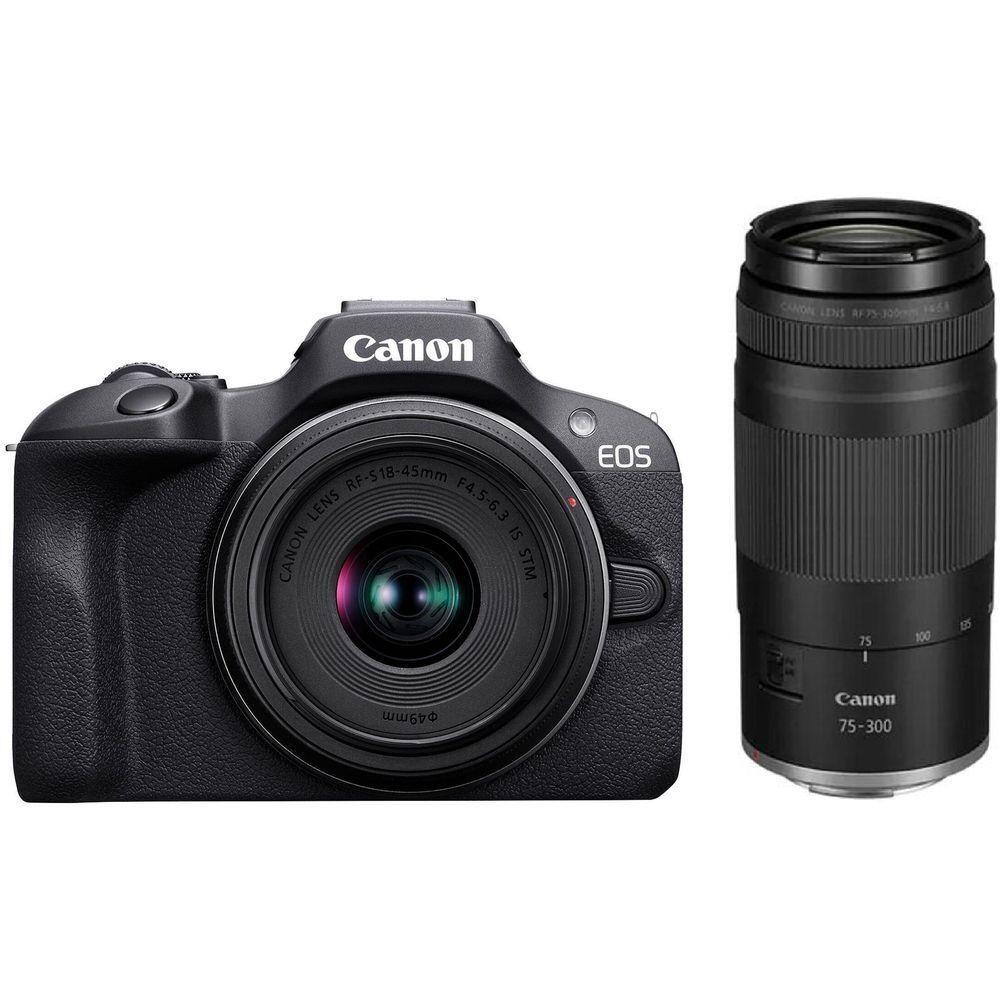 Фотоапарат CANON EOS R100 + RF-S 18-45 IS STM + RF 75-300 Black (6052C121)фото1