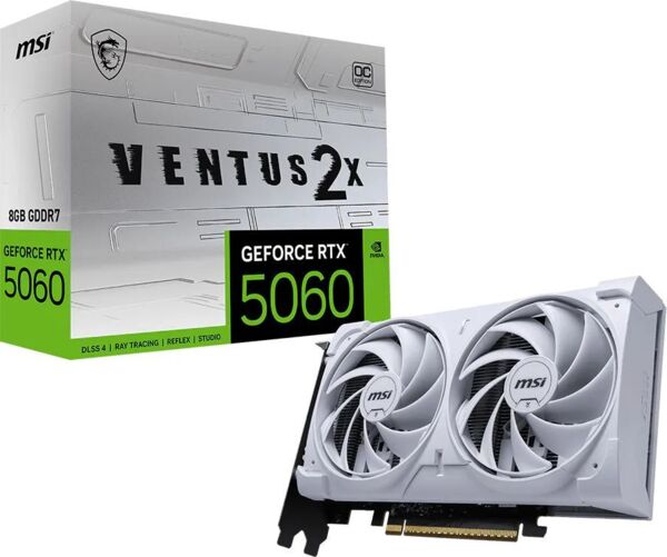 Видеокарта MSI GeForce RTX 5060 8GB GDDR7 VENTUS 2X OC WHITE  (5060_8G_VEN_2X_OC_WHITE)