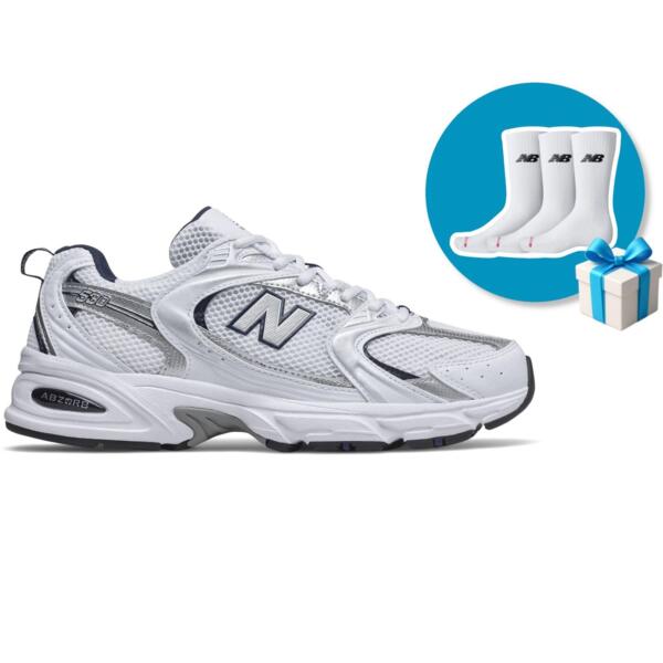 

Кросівки New Balance 530 MR530SG 41.5 (8 US) біло-сині + Шкарпетки New Balance Everyday Crew 3P LAS51293WT M білі