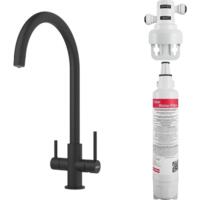Змішувач для кухні Franke Lina Clear Water, 216 мм, поворотний, чорний матовий (160.0702.681)