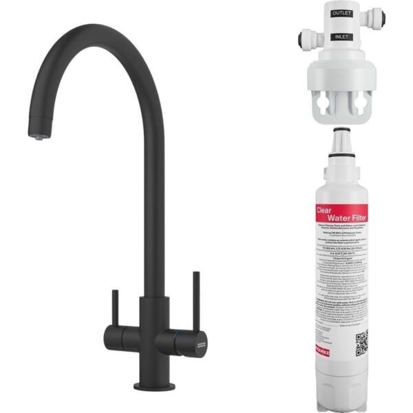 

Смеситель для кухни Franke Lina Clear Water, 216 мм, поворотный, черный матовый (160.0702.681)