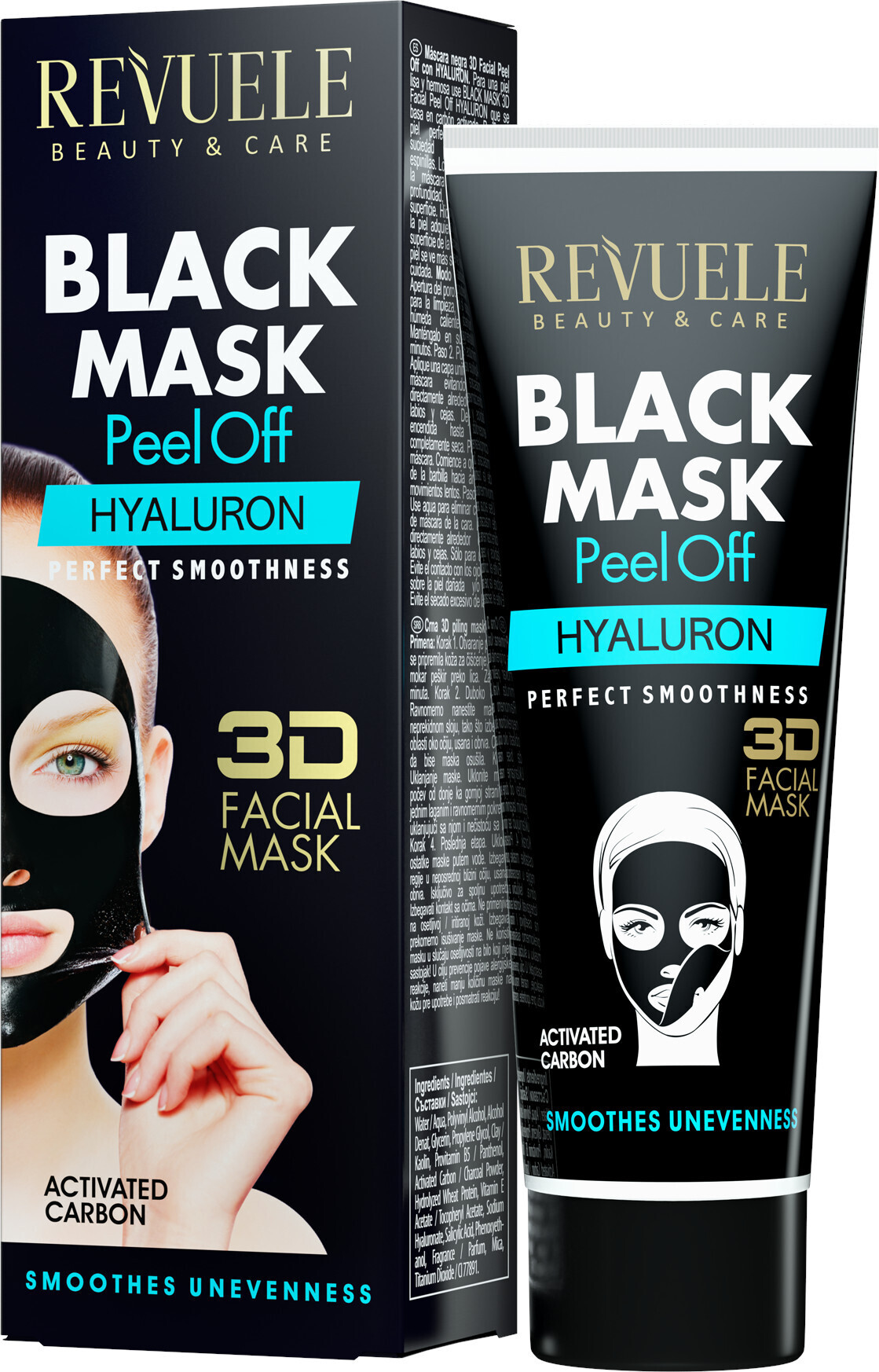 Маска-пленка Revuele Black Mask 3D Facial Peel Off Hyaluron Черная с гиалуроновой кислотой 80 мл фото 1