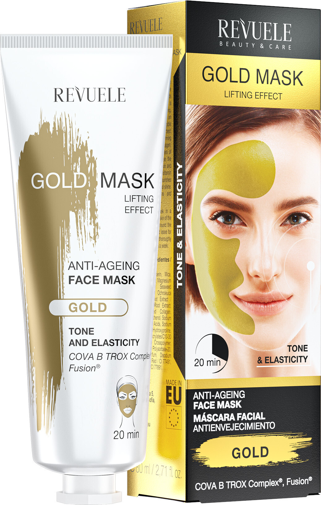 Маска для лица Revuele Gold Face Mask Lifting Effect Anti-Age Золотая антивозрастная с эффектом лифтинга 80 мл фото 1