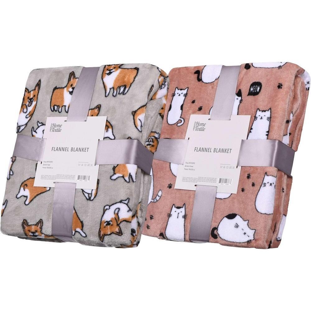 Набор пледов ARDESTO Flannel 160х200см корги, котики (ART0109P_ART0108PB) фото 1