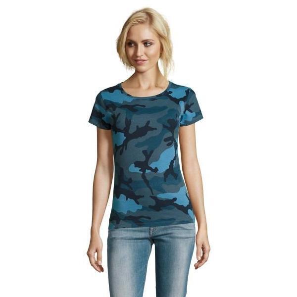 Футболка хлопковая женская Sol’s CAMO WOMEN 01187536 L синий камуфляж фото 1