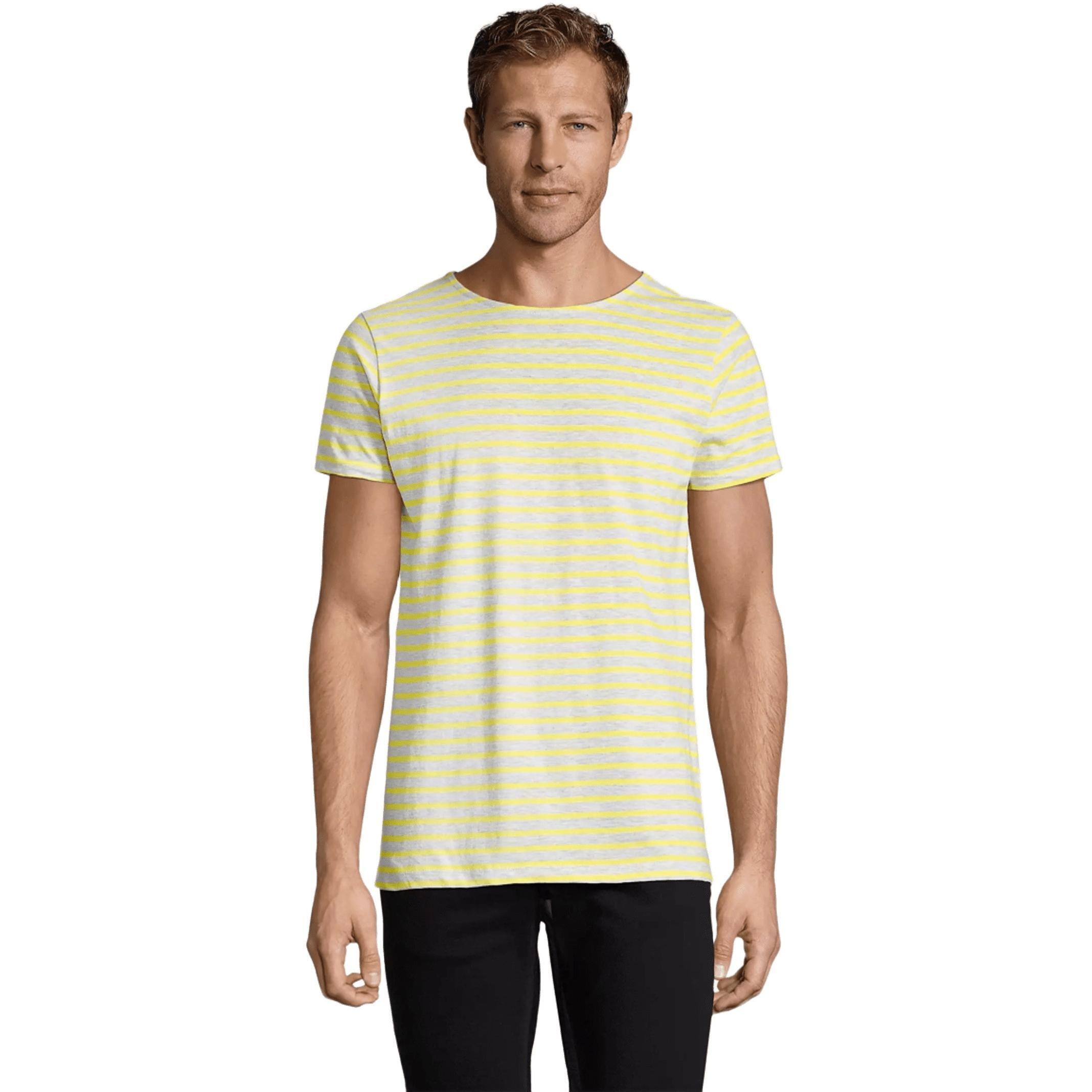 Футболка хлопковая мужская Sol’s Miles Men 01398798 L светло-серый меланж/лимонный фото 1