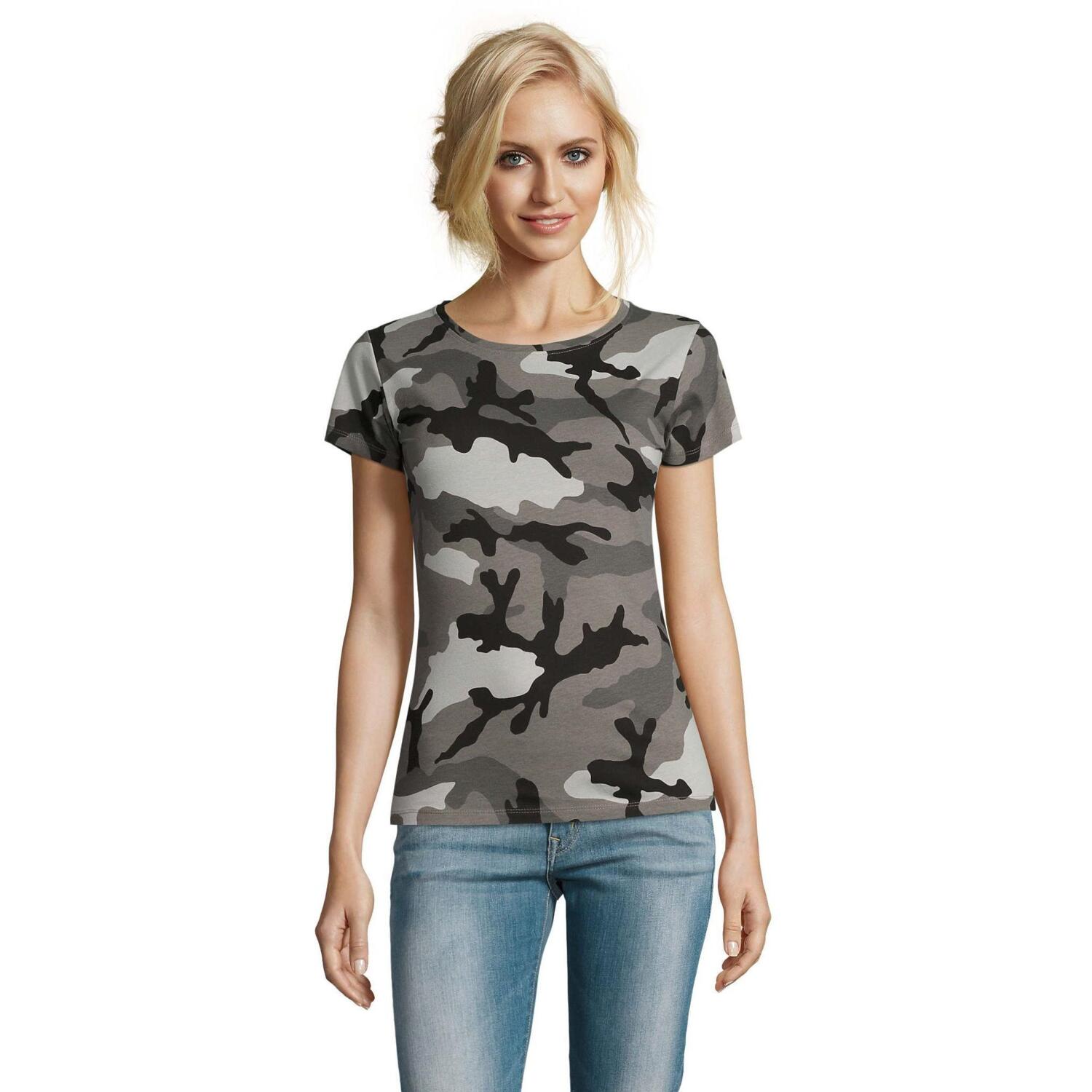 Футболка хлопковая женская Sol’s CAMO WOMEN 01187521 L серый камуфляж