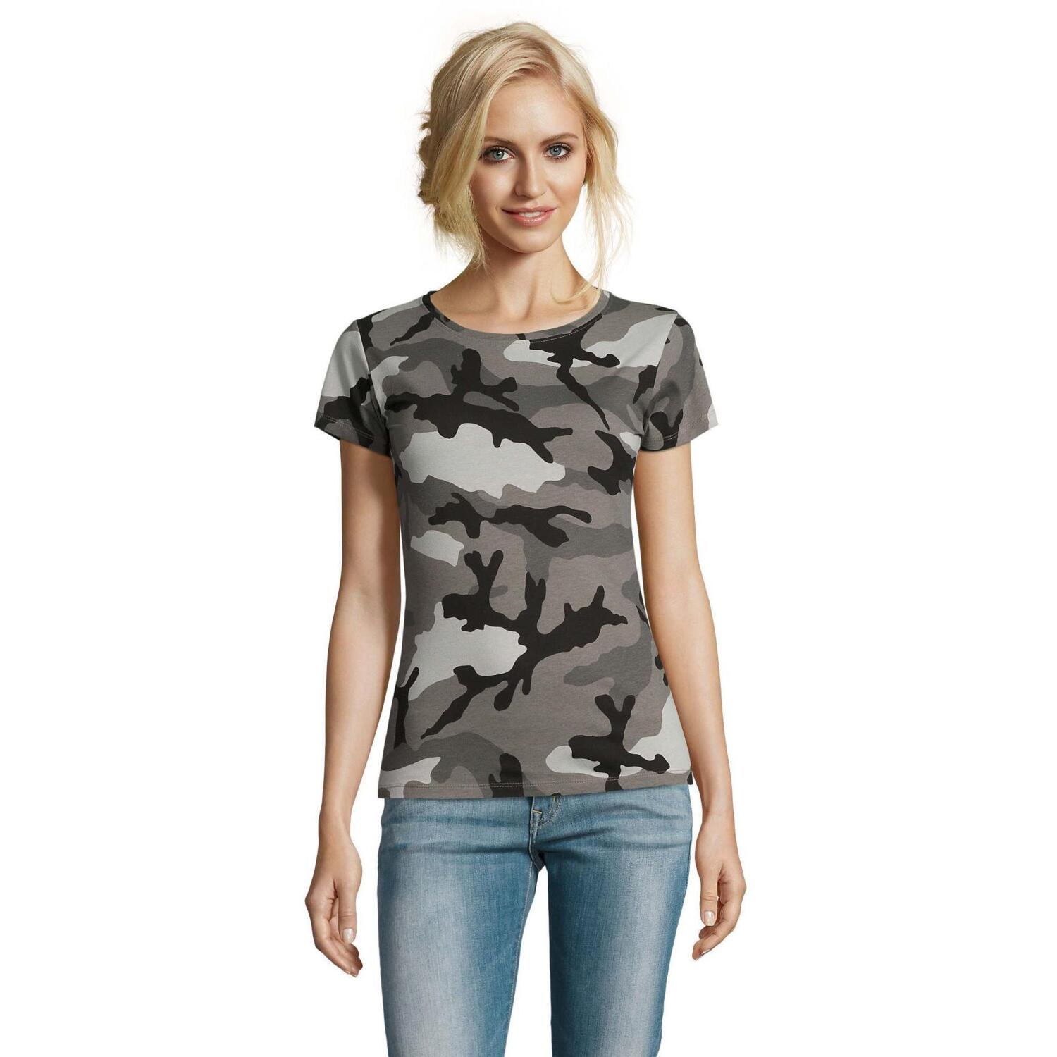 Футболка хлопковая женская Sol’s CAMO WOMEN 01187521 M серый камуфляж