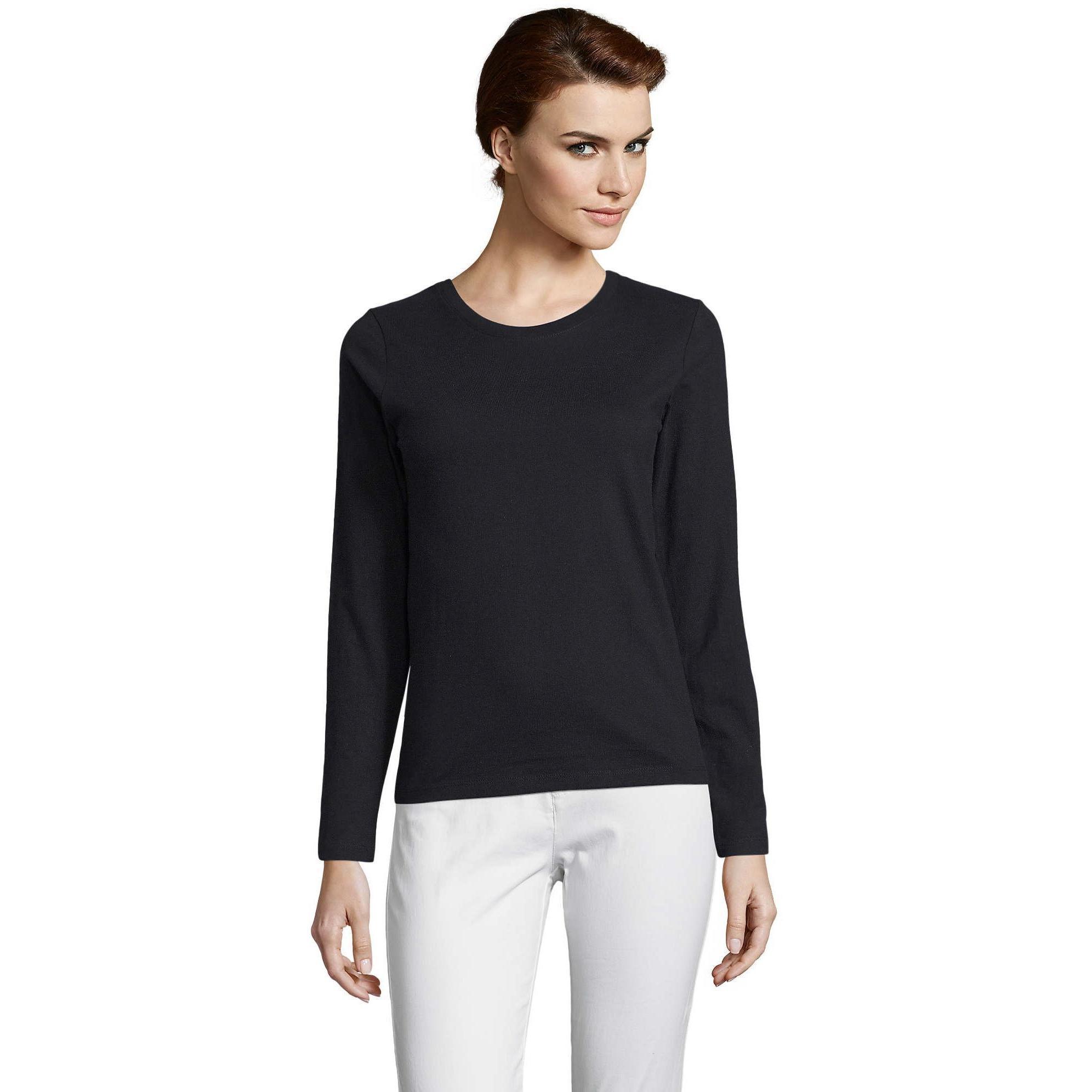 Лонгслив хлопковый женский Sol’s IMPERIAL LSL WOMEN 02075309 L насыщенный черный фото 1