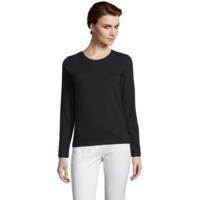 Лонгслив хлопковый женский Sol’s IMPERIAL LSL WOMEN 02075309 S насыщенный черный