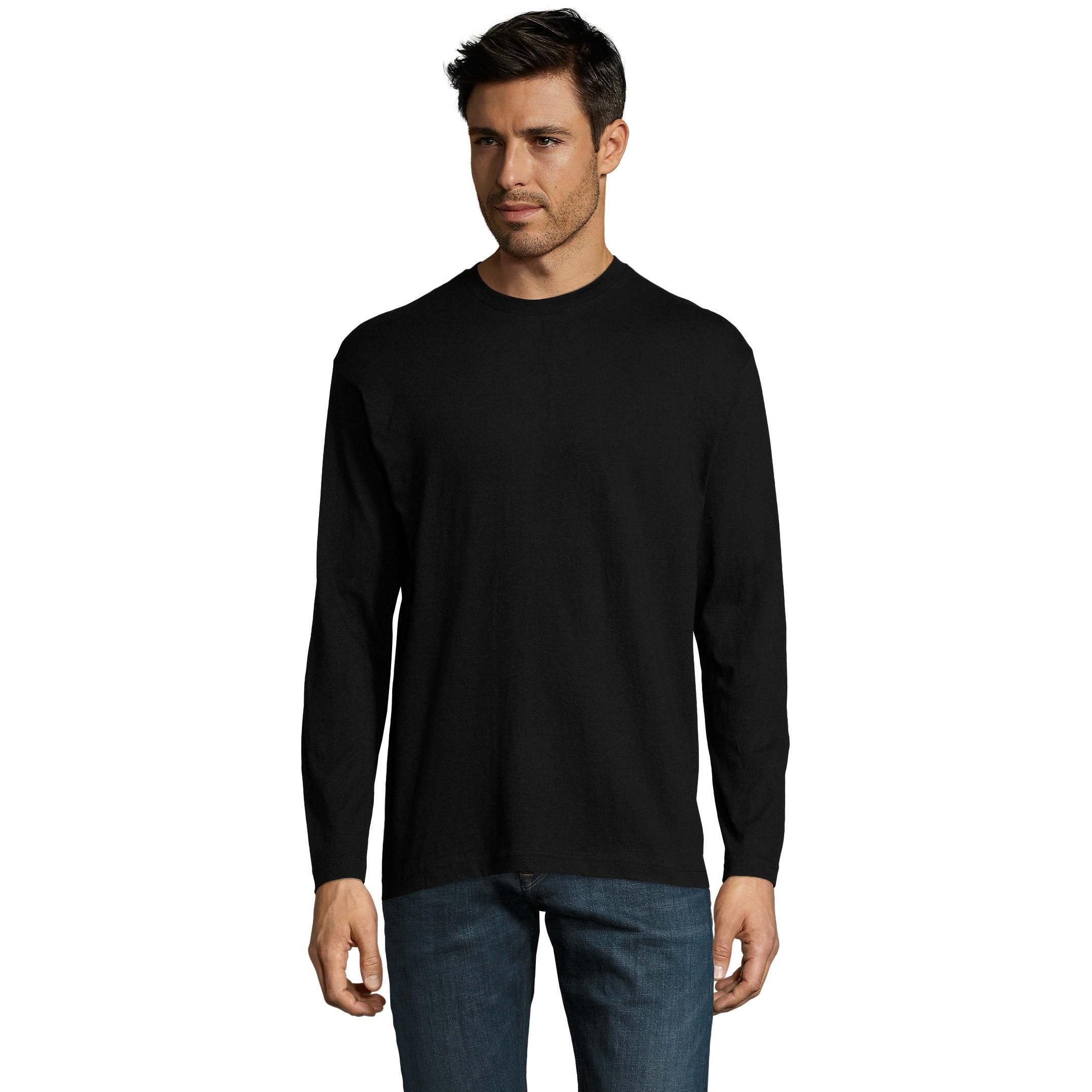 Лонгслів бавовняний чоловічий Sol’s MONARCH 11420309 L насичений чорнийфото1