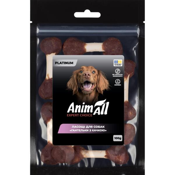 

Лакомство для собак AnimAll Platinum Гантельки с уткой 100 г