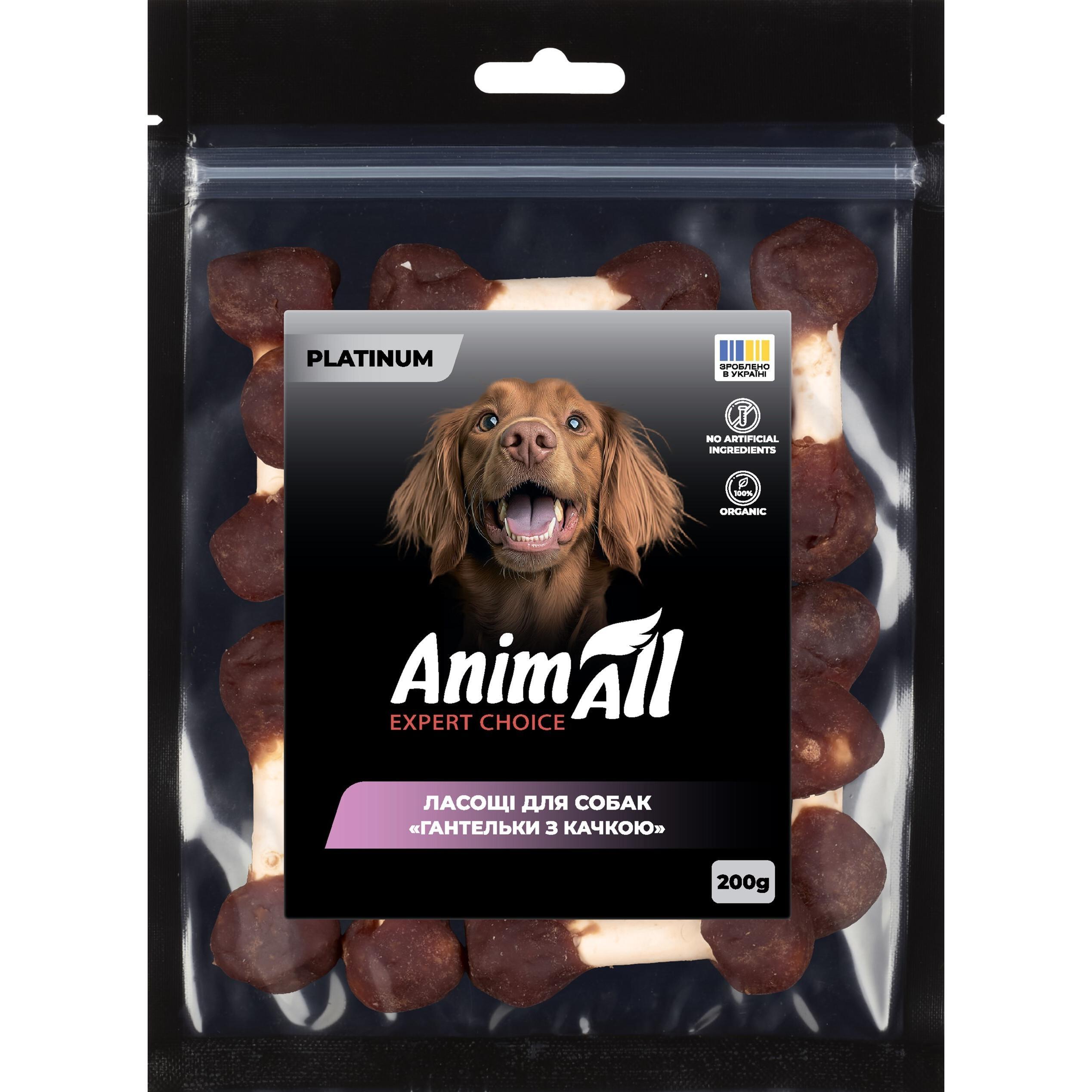 Лакомство для собак AnimAll Platinum Гантельки с уткой 200 г фото 1