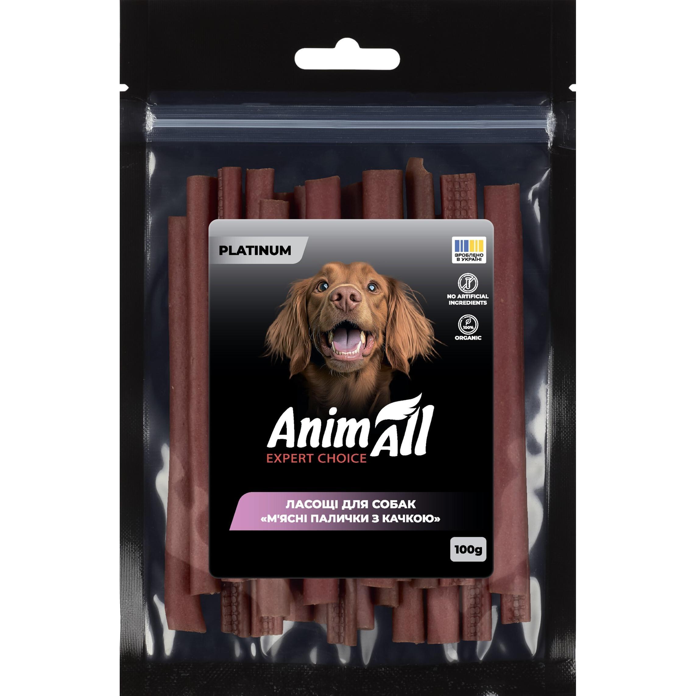 Лакомство для собак AnimAll Platinum Мясные палочки с уткой 100 г фото 1