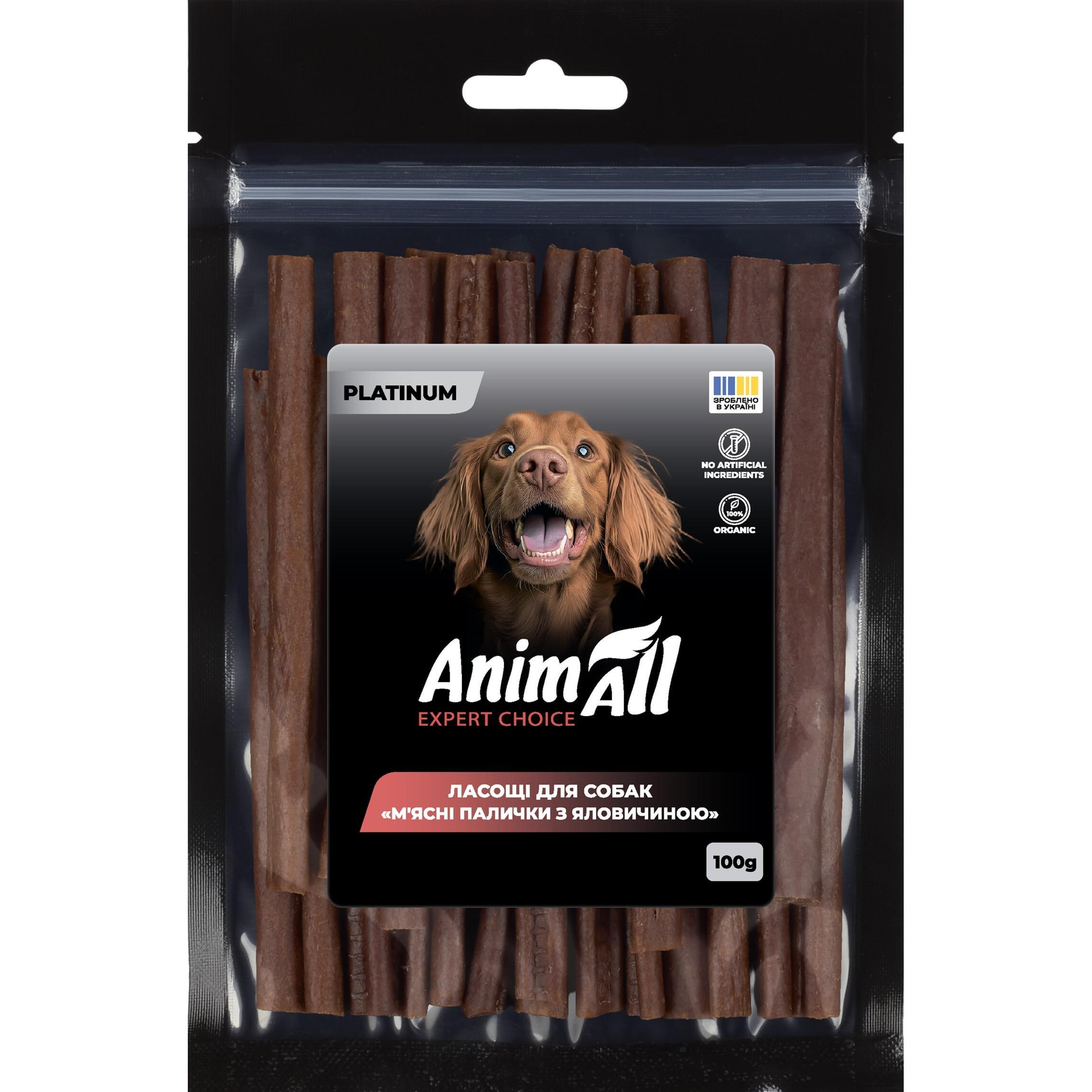 Ласощі для собак AnimAll Platinum М'ясні палички з яловичиною 100 гфото1