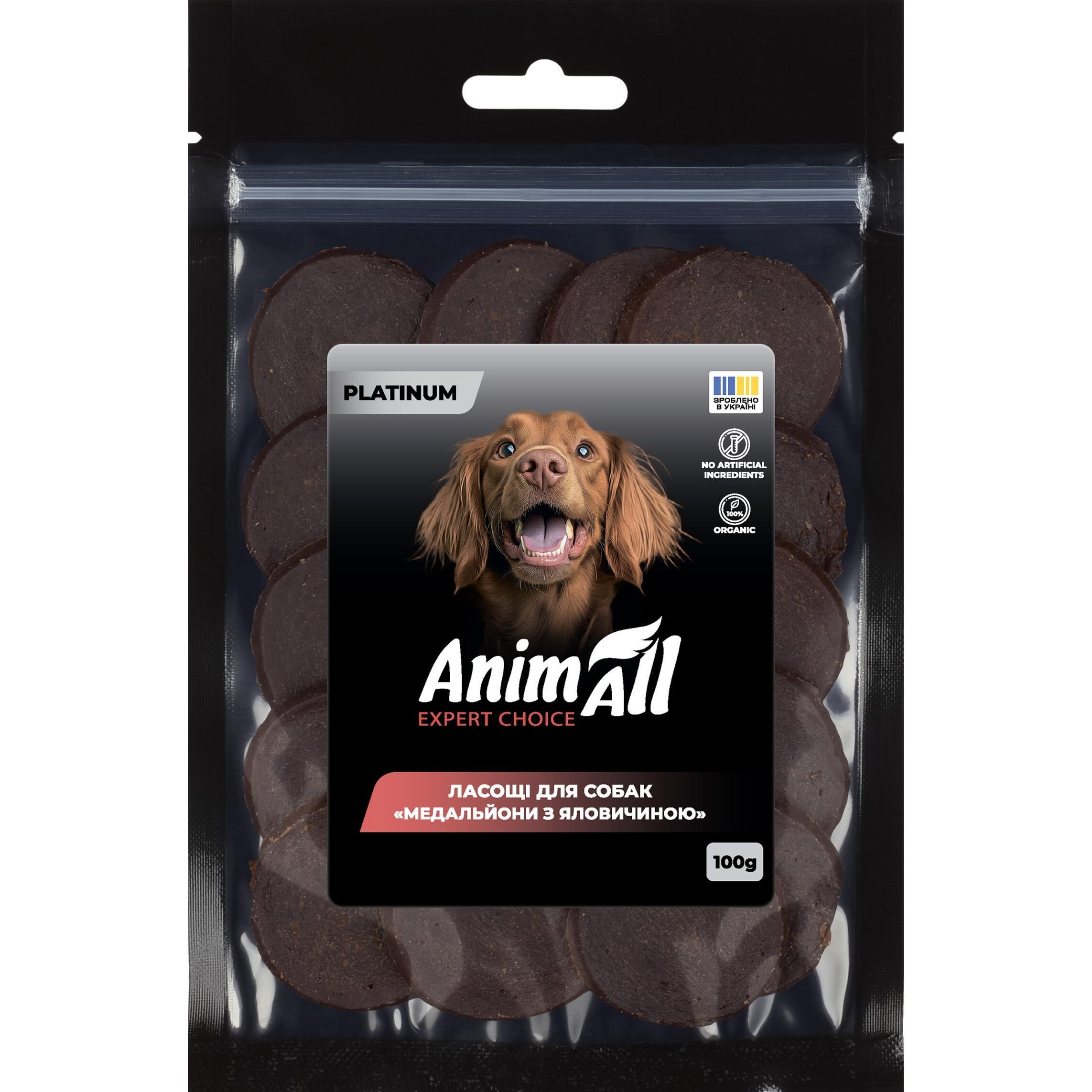 Ласощі для собак AnimAll Platinum Медальйони з яловичиною 100 гфото1