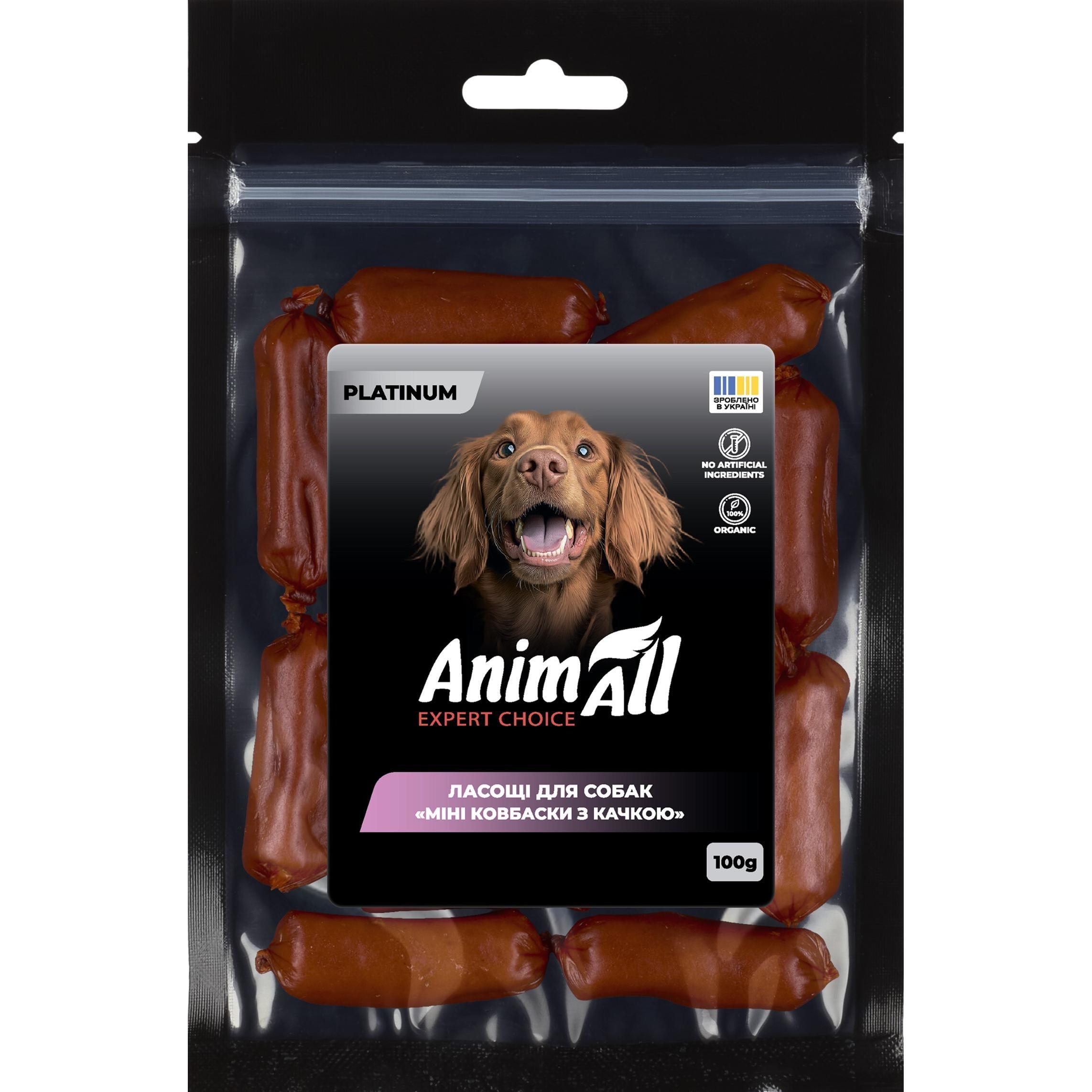 Ласощі для собак AnimAll Platinum Міні ковбаски з качкою 100 гфото1
