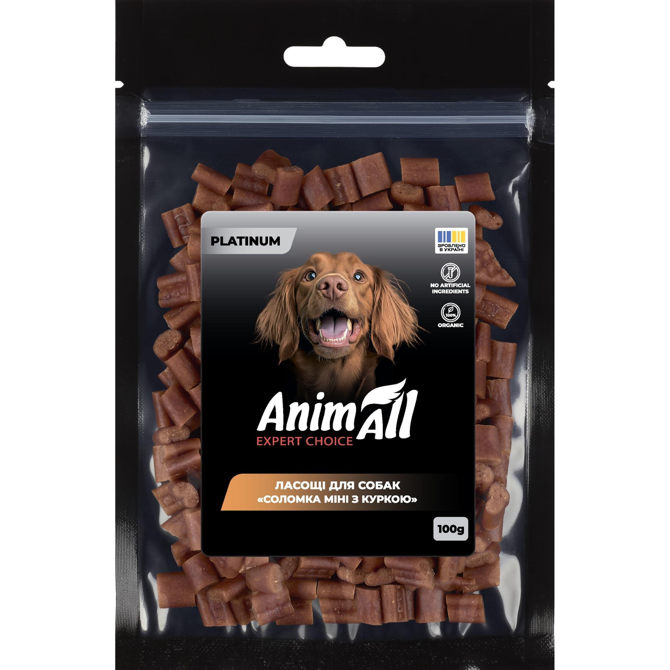 Ласощі для собак AnimAll Platinum Соломка міні з куркою 100 гфото1