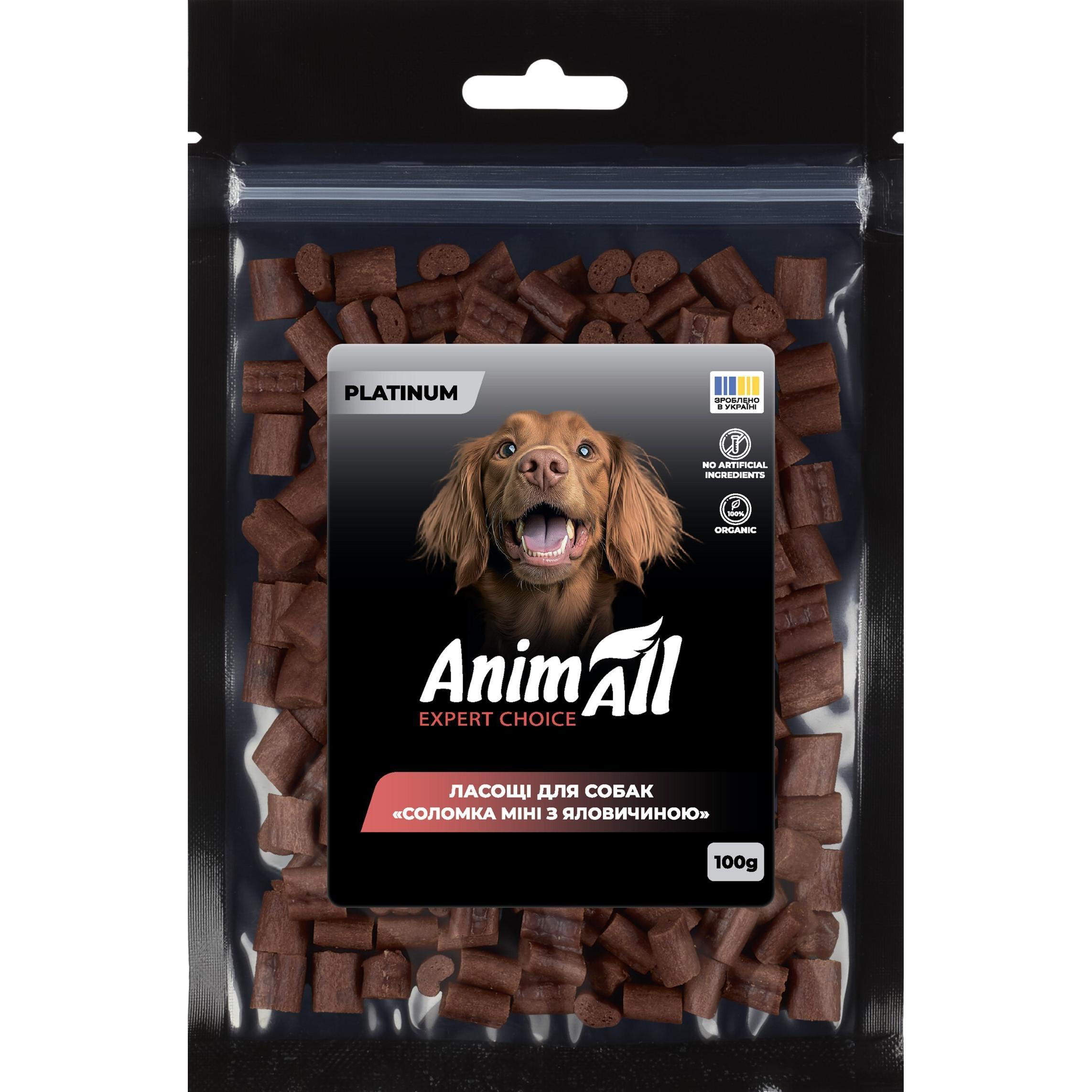 Ласощі для собак AnimAll Platinum Соломка міні з яловичиною 100 гфото1