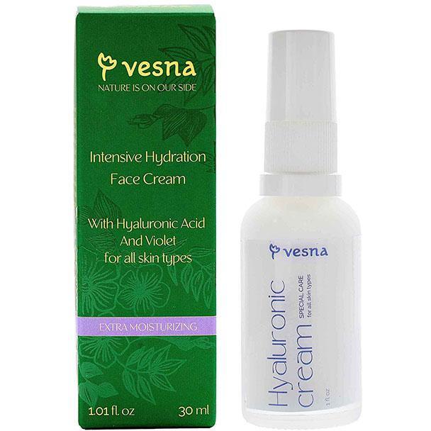 Крем для лица Vesna Intensive Hydration Face Cream с гиалуроновой кислотой и фиалкой 30 мл фото 1