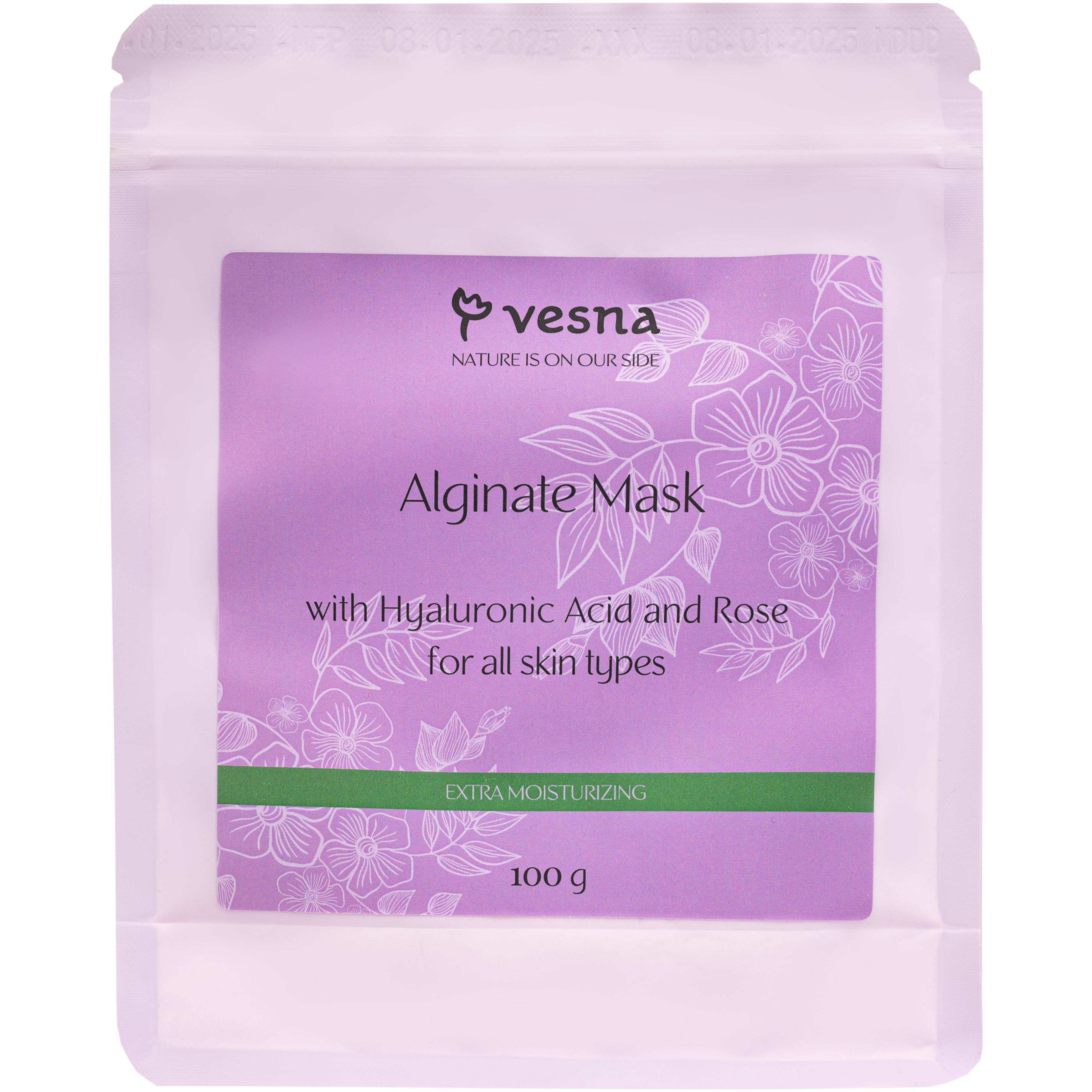 Альгінатна маска Vesna з гіалуроновою кислотою та трояндою 100 гфото1